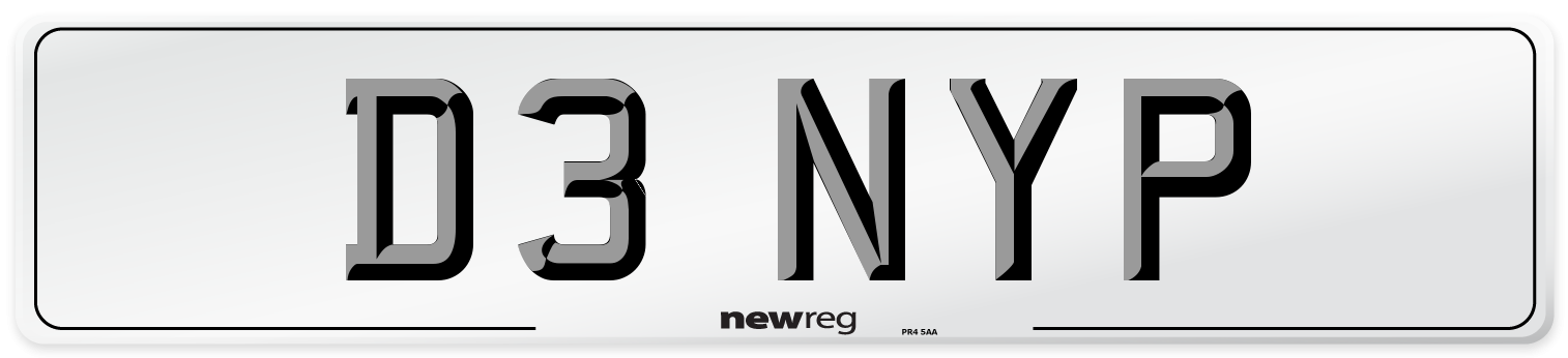 D3 NYP Number Plate from New Reg
